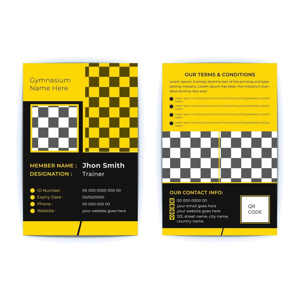 Professional ID card design template for gymnasium vector