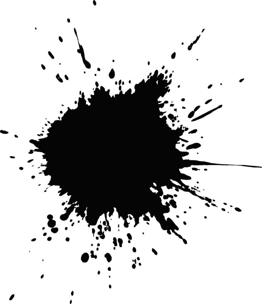 Black Ink Splatter with Droplets on White Background for Grunge Effect vector