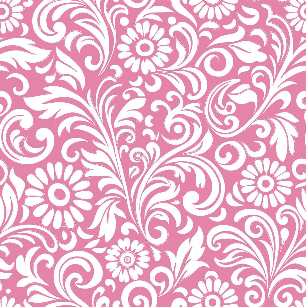 White Floral Vine Pattern on Soft Pink Background for Elegant Design vector