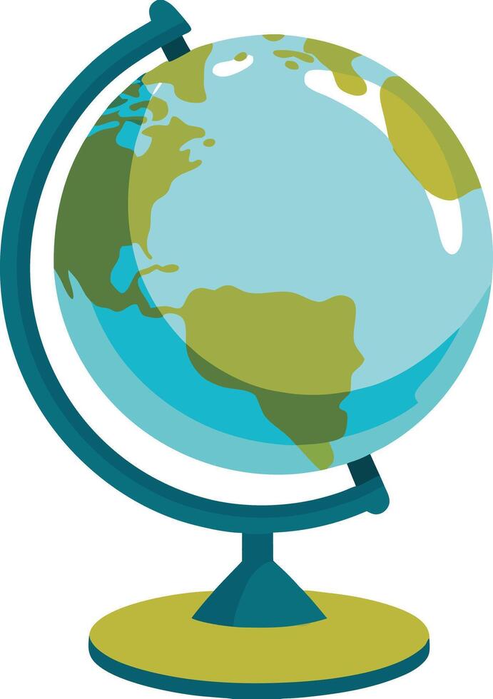 Serene Desk Globe A Colorful World Map Illustration for Education, Travel, and Exploration - Professional digital artwork with vibrant colors and detailed composition vector