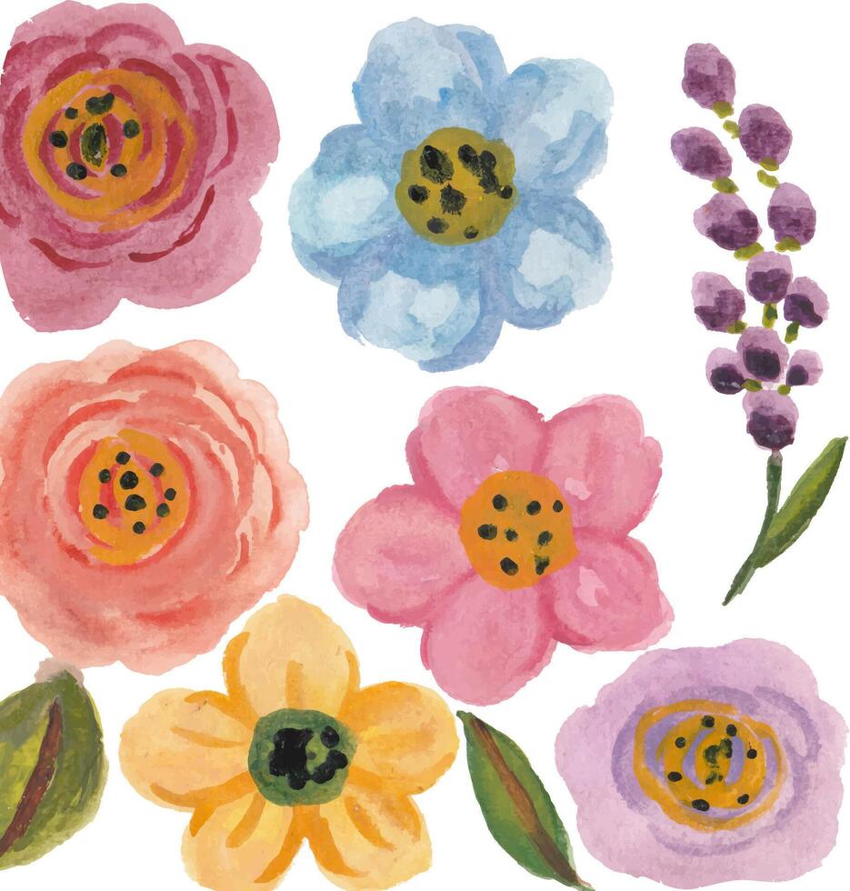 Watercolor Floral Arrangement Blossoms of Spring vector