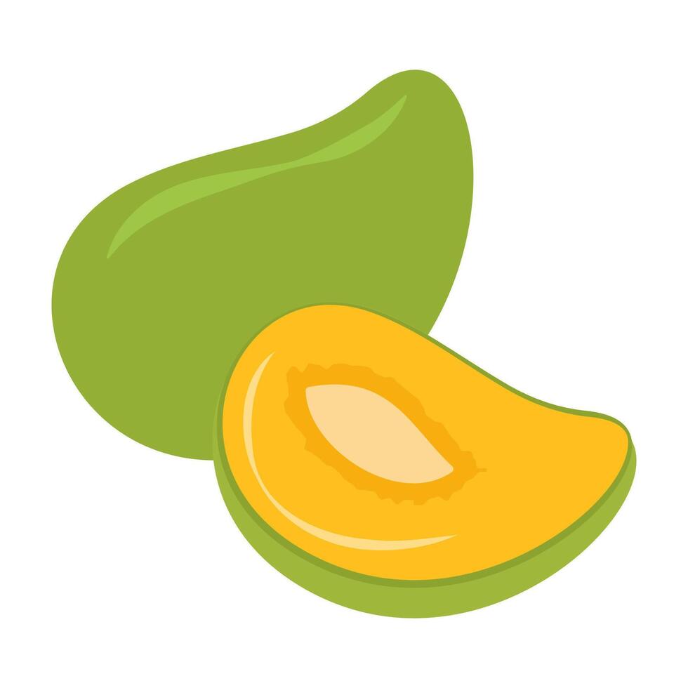 Flat illustration of various tropical and exotic fruits on white background. vector