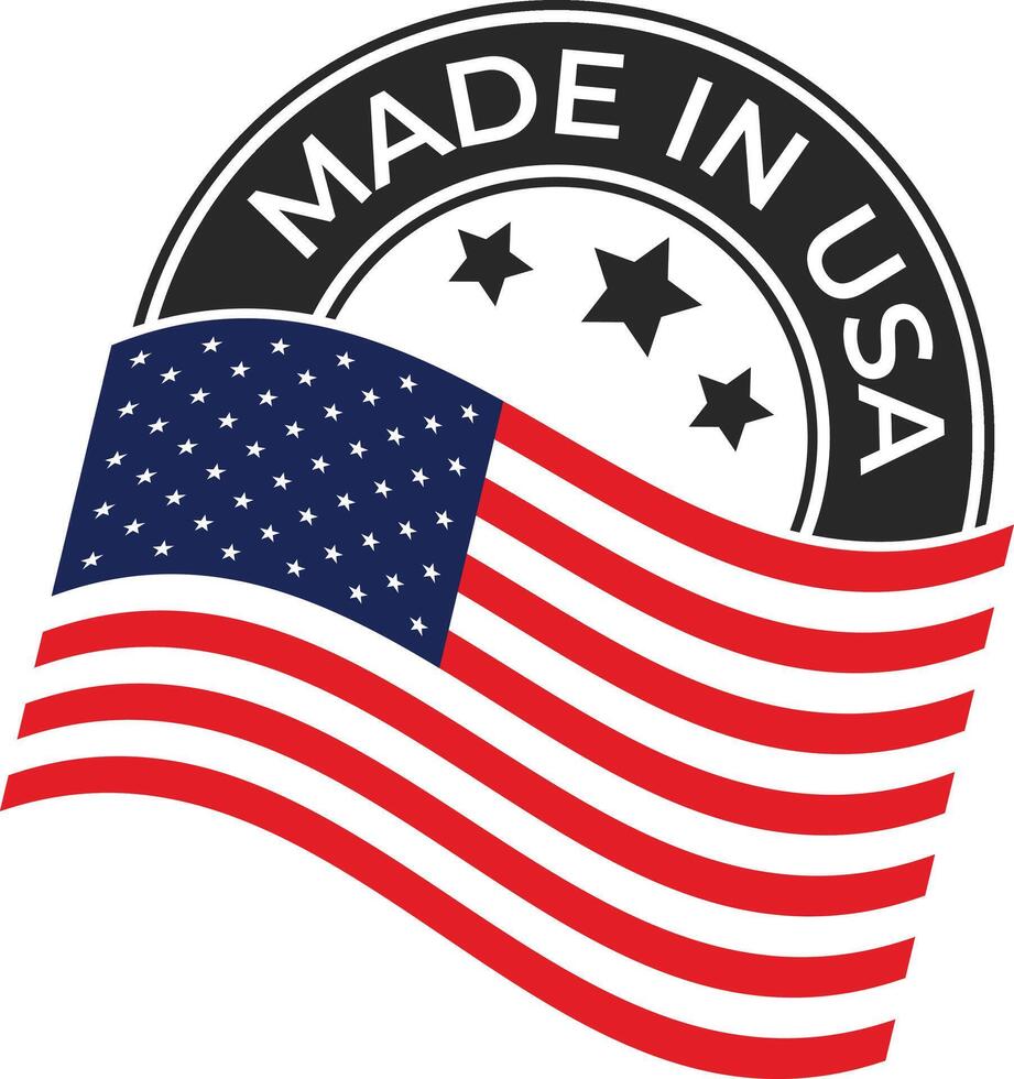 Made in USA Stamp, United State Of America, Manufactured By USA Goods Label vector