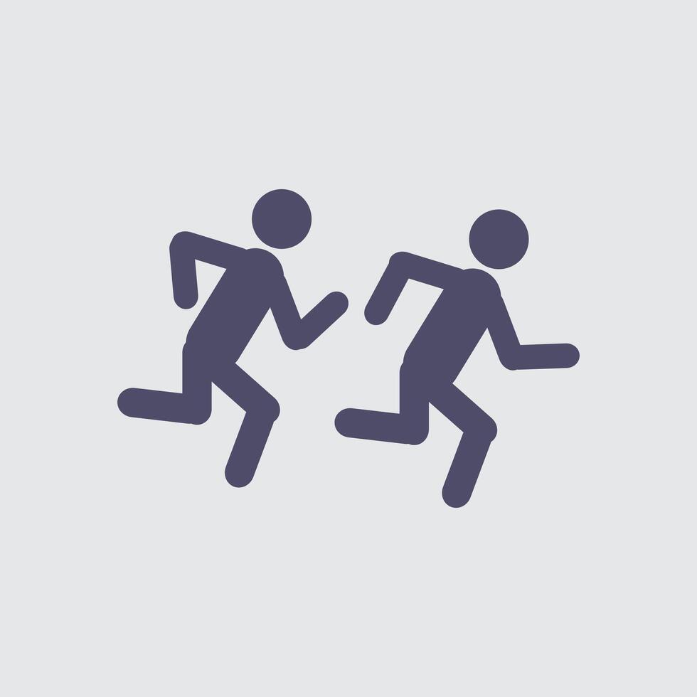 two people running in a line on a white background vector