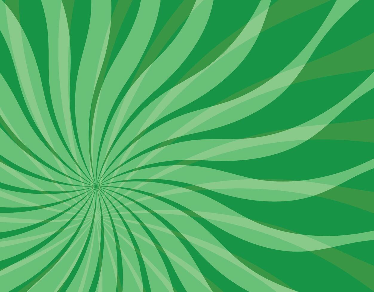 Abstract green sunburst background isolated flat design. vector