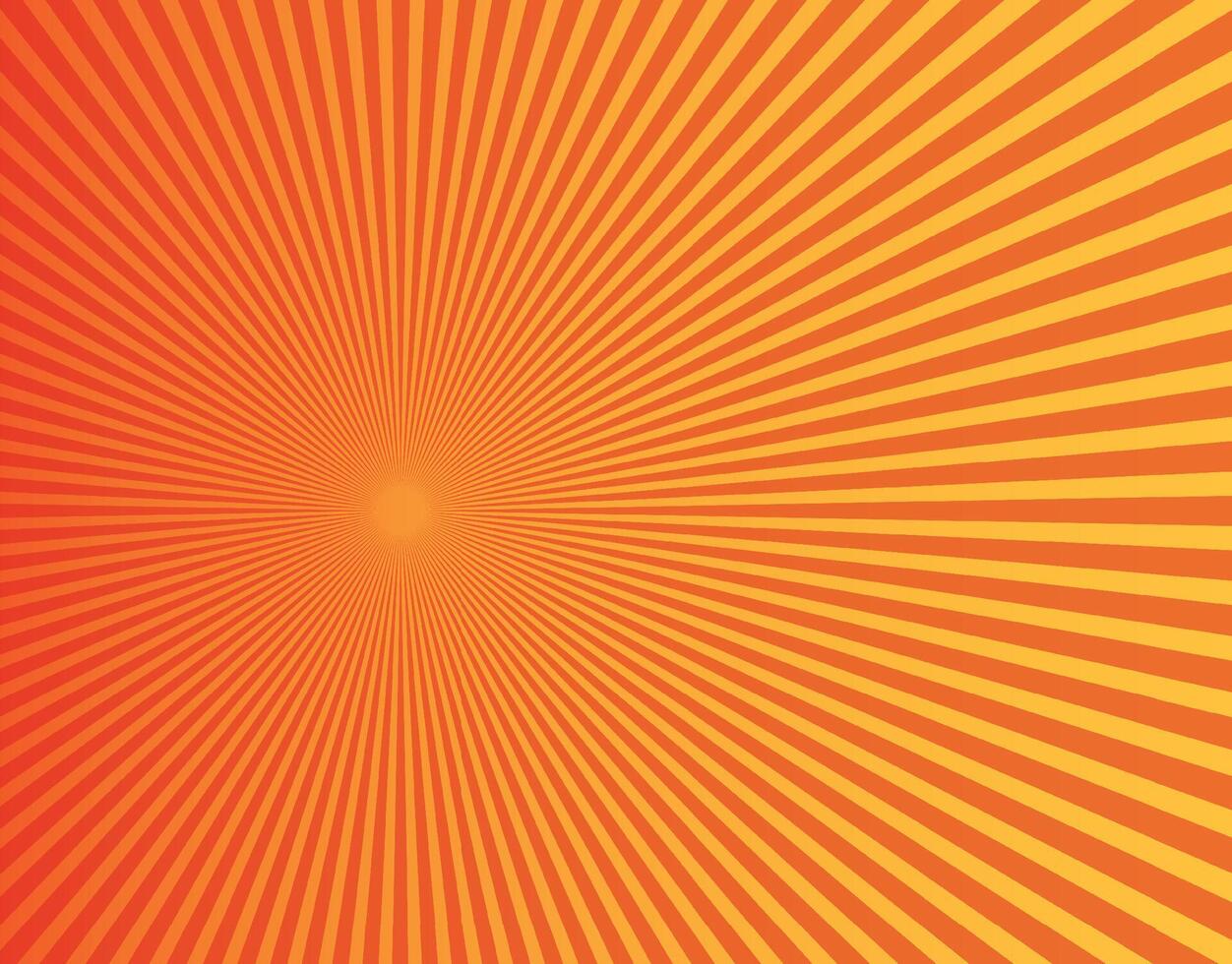 Abstract orange red sunburst background isolated flat design. vector