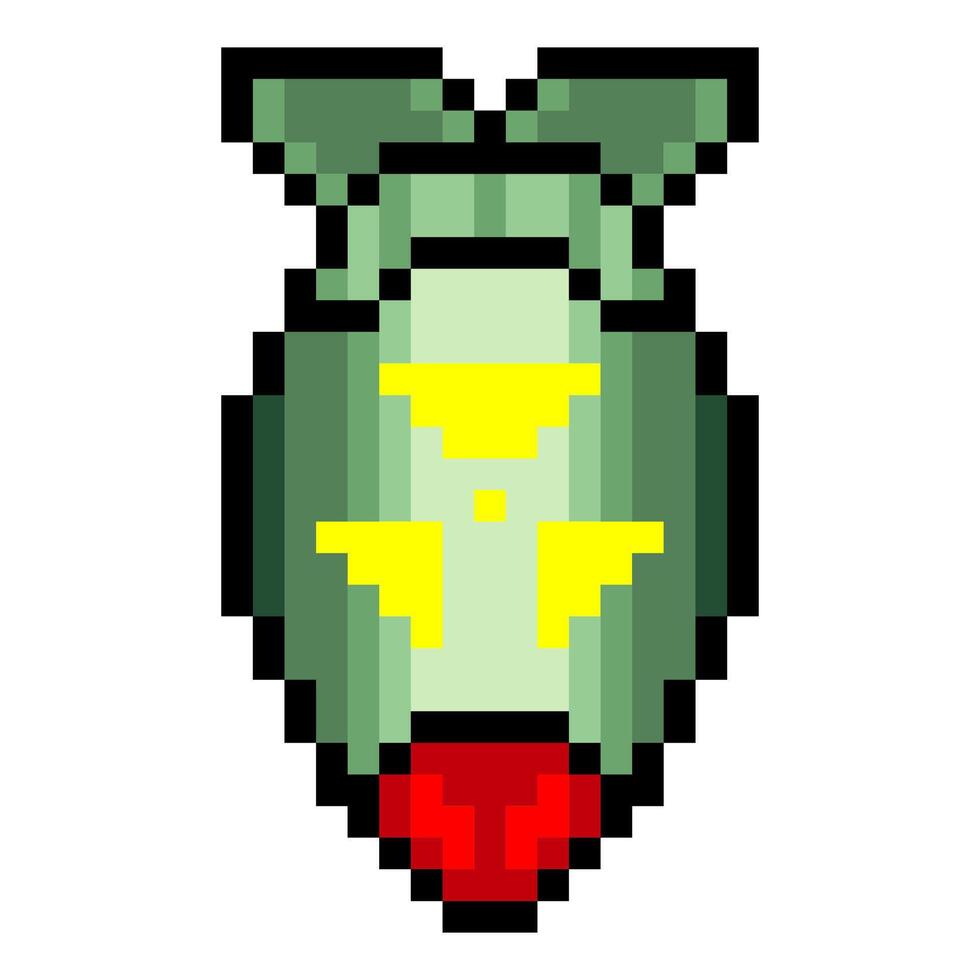 Nuclear bomb weapon in pixel art style vector