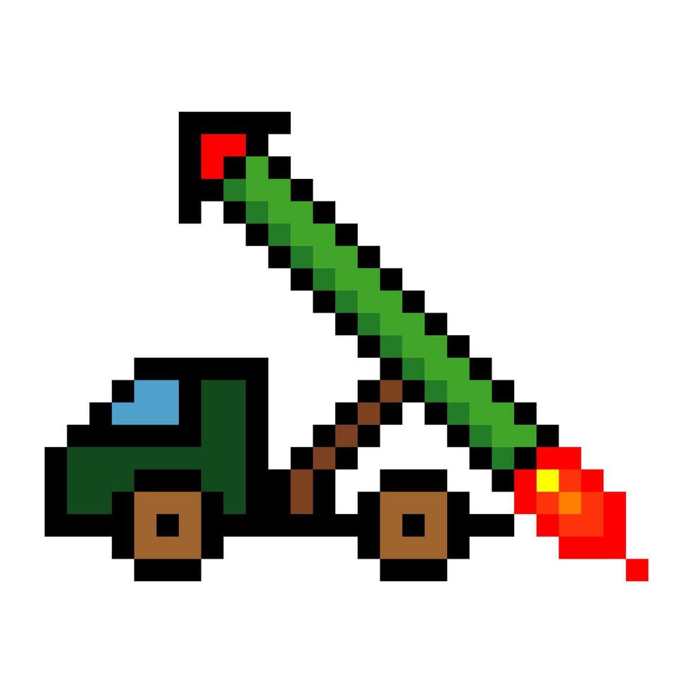 Missile or rocket launcher truck in pixel art style vector