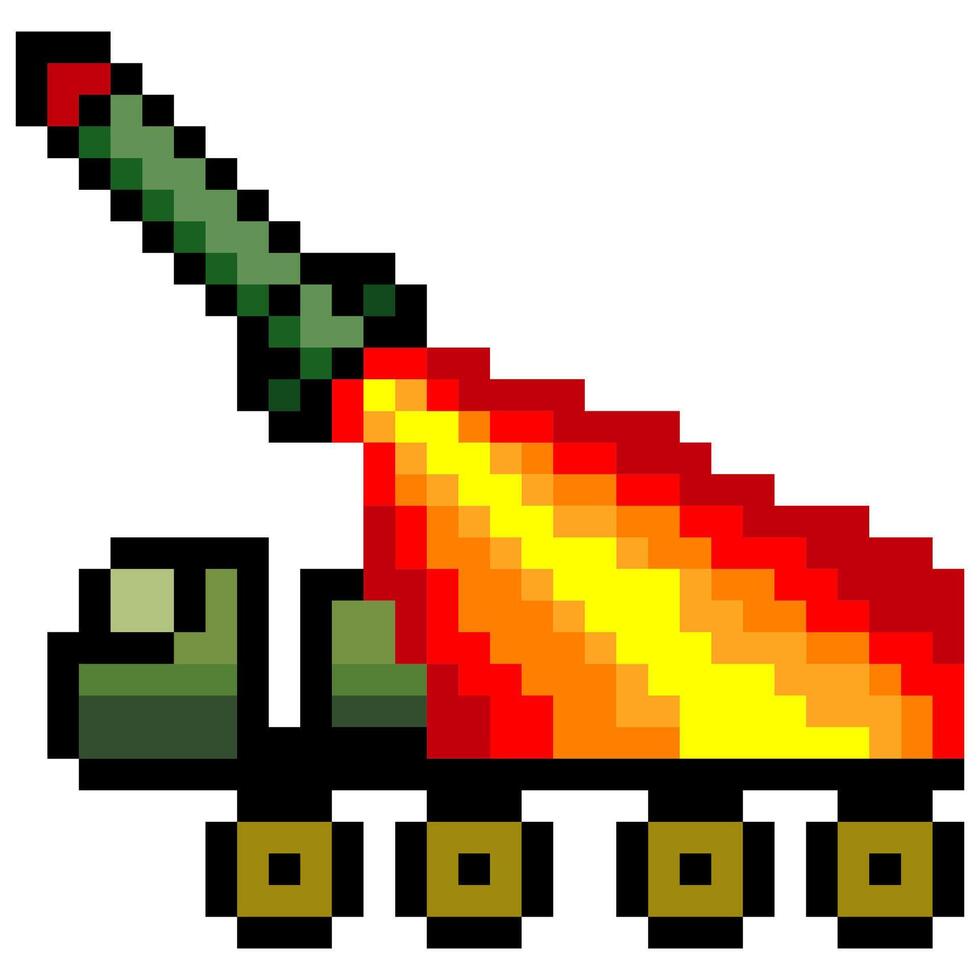 Missile launcher truck with pixel art isolated on white background vector
