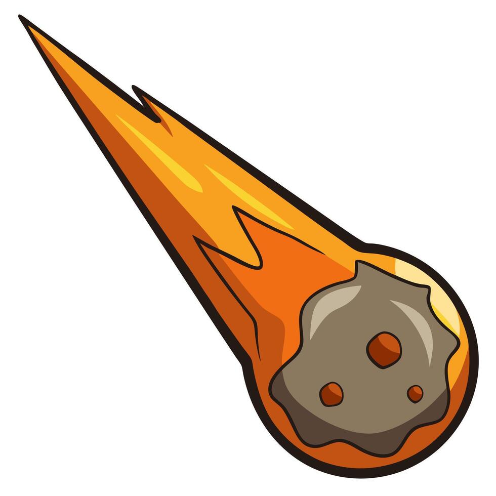 A cartoon meteor with a fiery tail vector