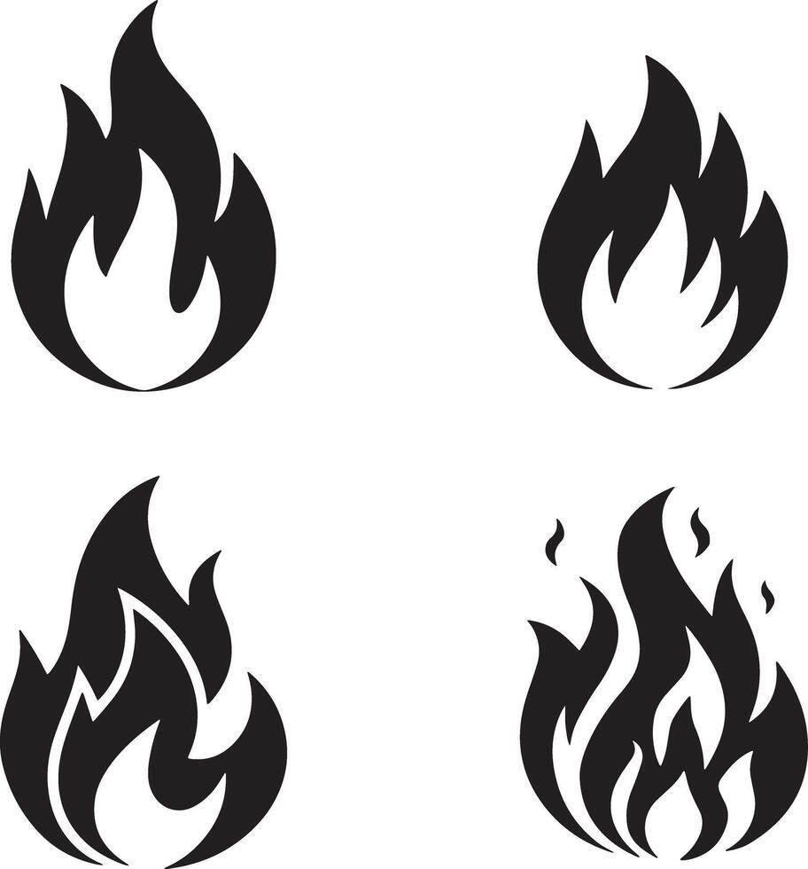 Black silhouette of abstract flames isolated on a white background. Concept of fire illustration, flame design, minimalist style, decorative element vector