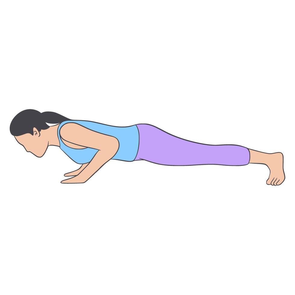 Yoga illustration pose push up Cartoon vector