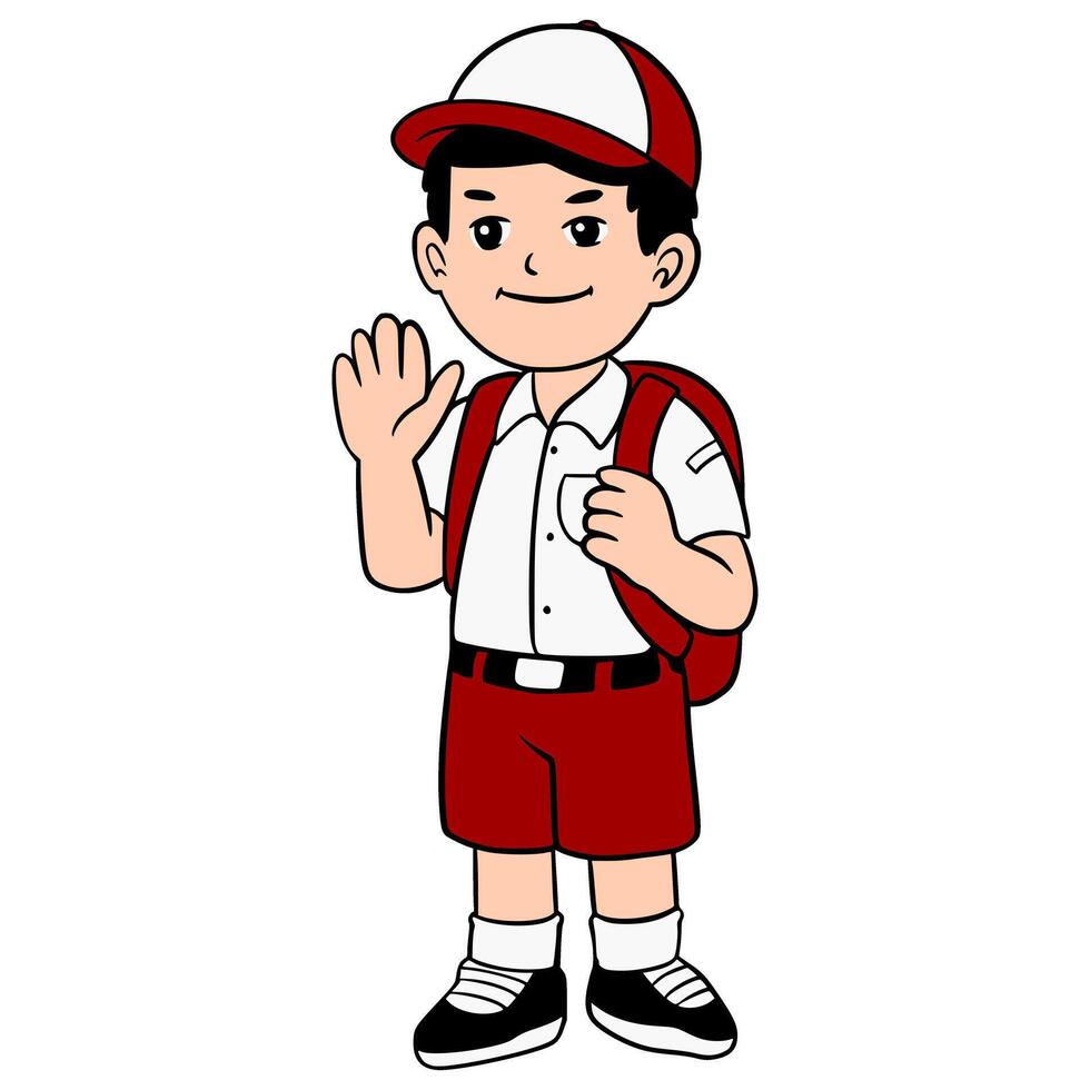 Illustration of elementary school children Indonesian characters illustration vector