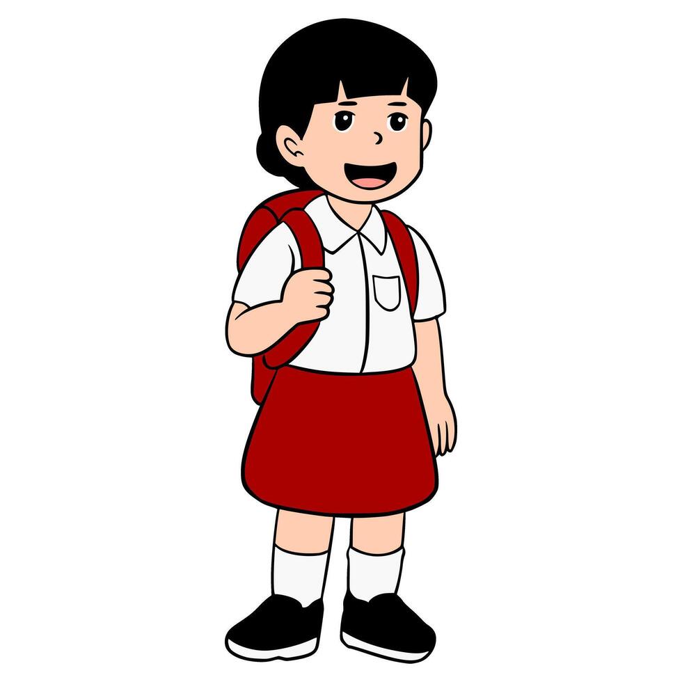Illustration of the character of an elementary school student returning to school vector