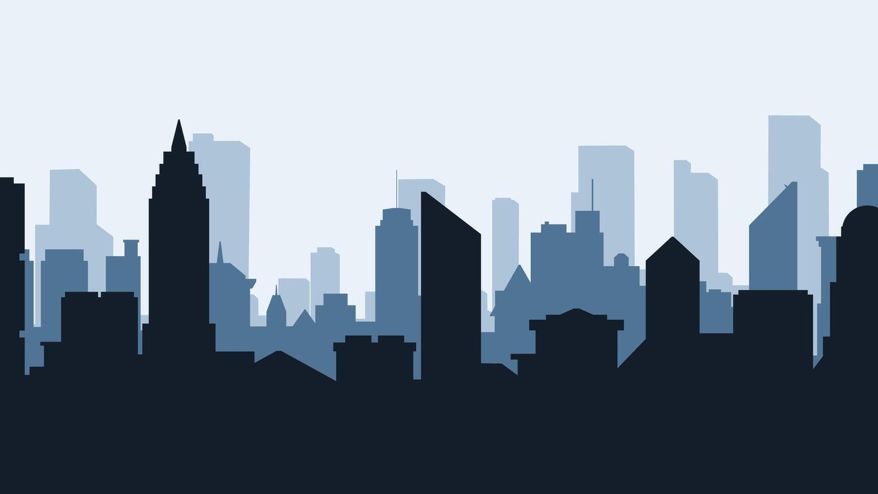 Landscape silhouette of city Scenic in the morning. Panoramic cityscape with sunrise and clear sky. Scenic skyline building in metropolis area vector