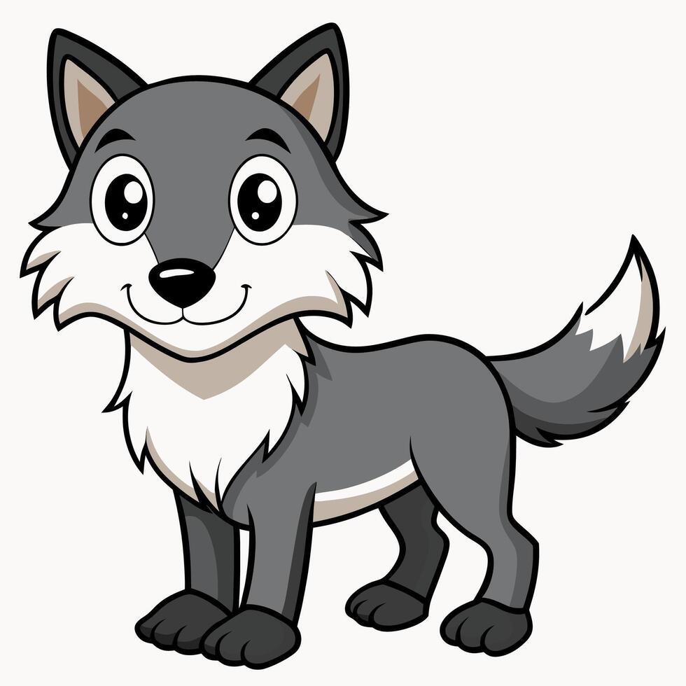 A cartoon wolf standing on a white background vector