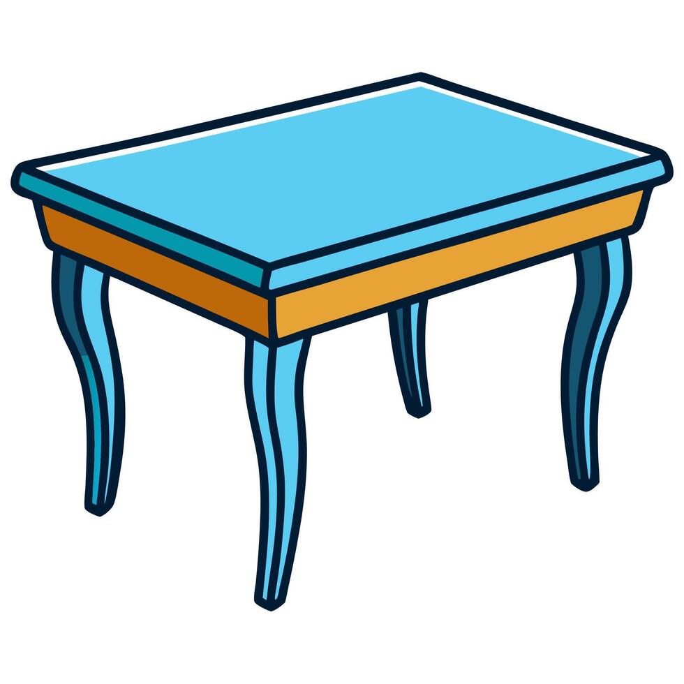 Table with blue top and orange legs vector