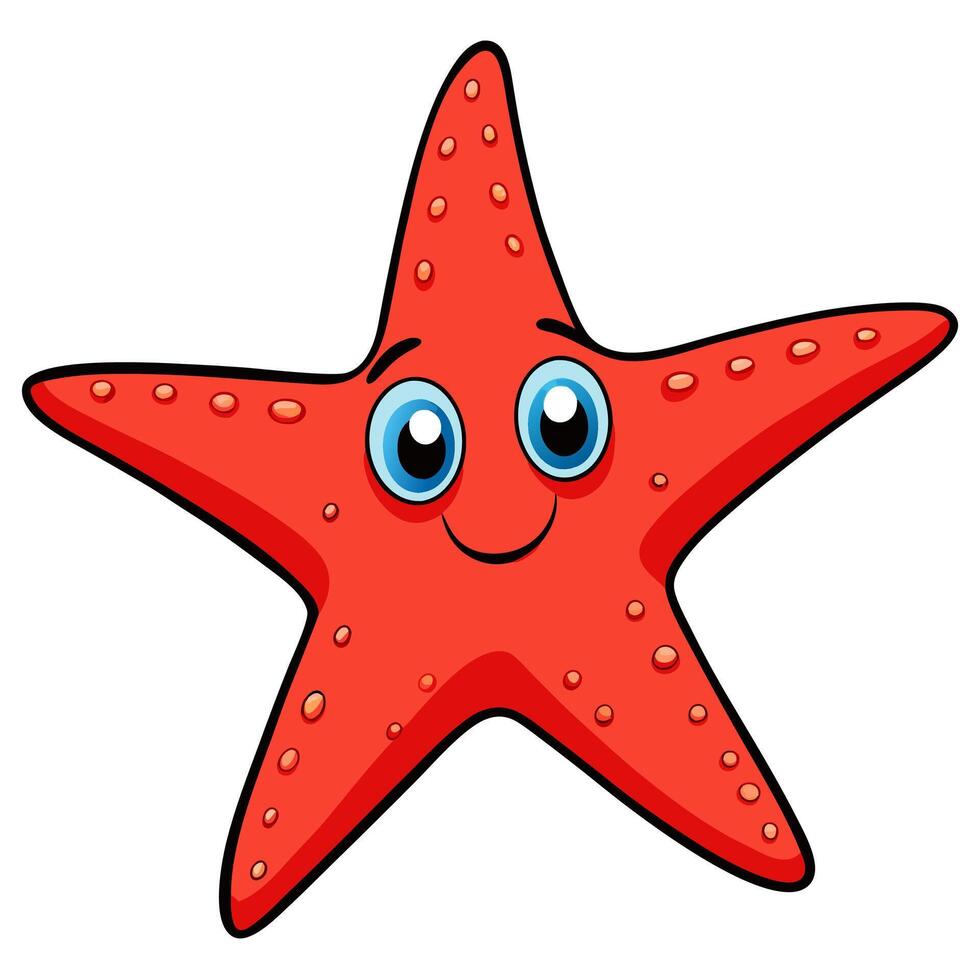 A cartoon starfish with blue eyes and a smile vector