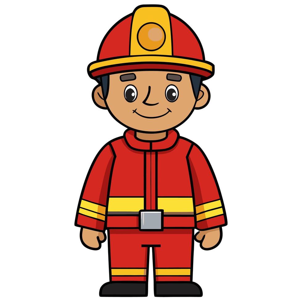Fireman cartoon character illustration vector