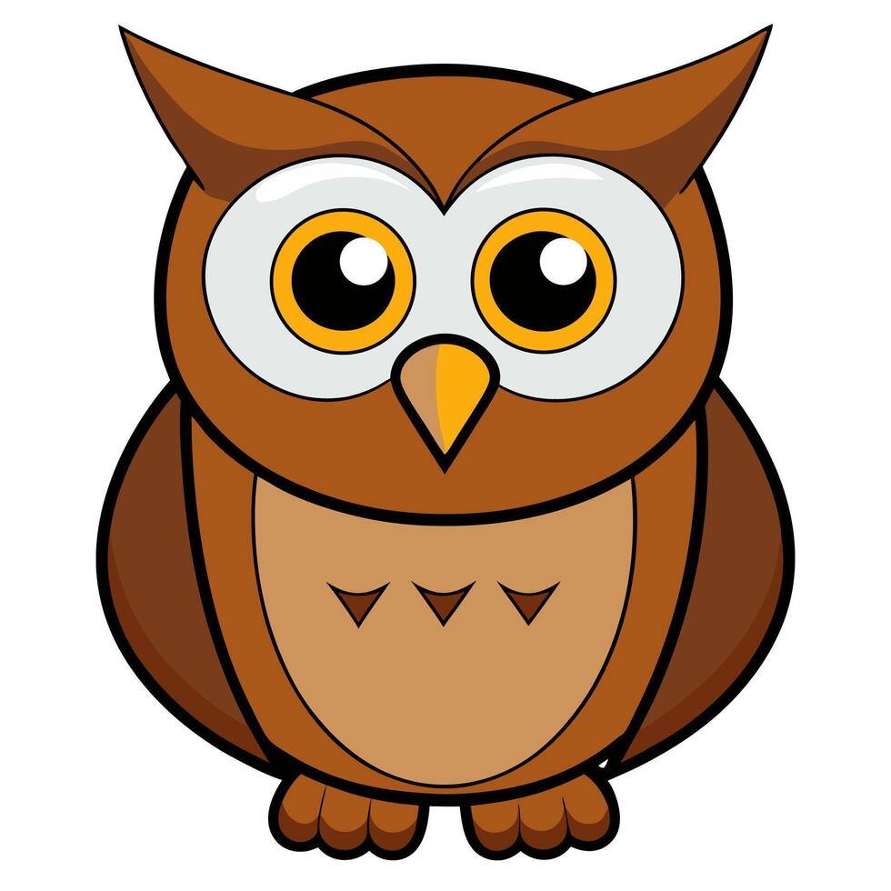 An owl with big eyes and a white background vector