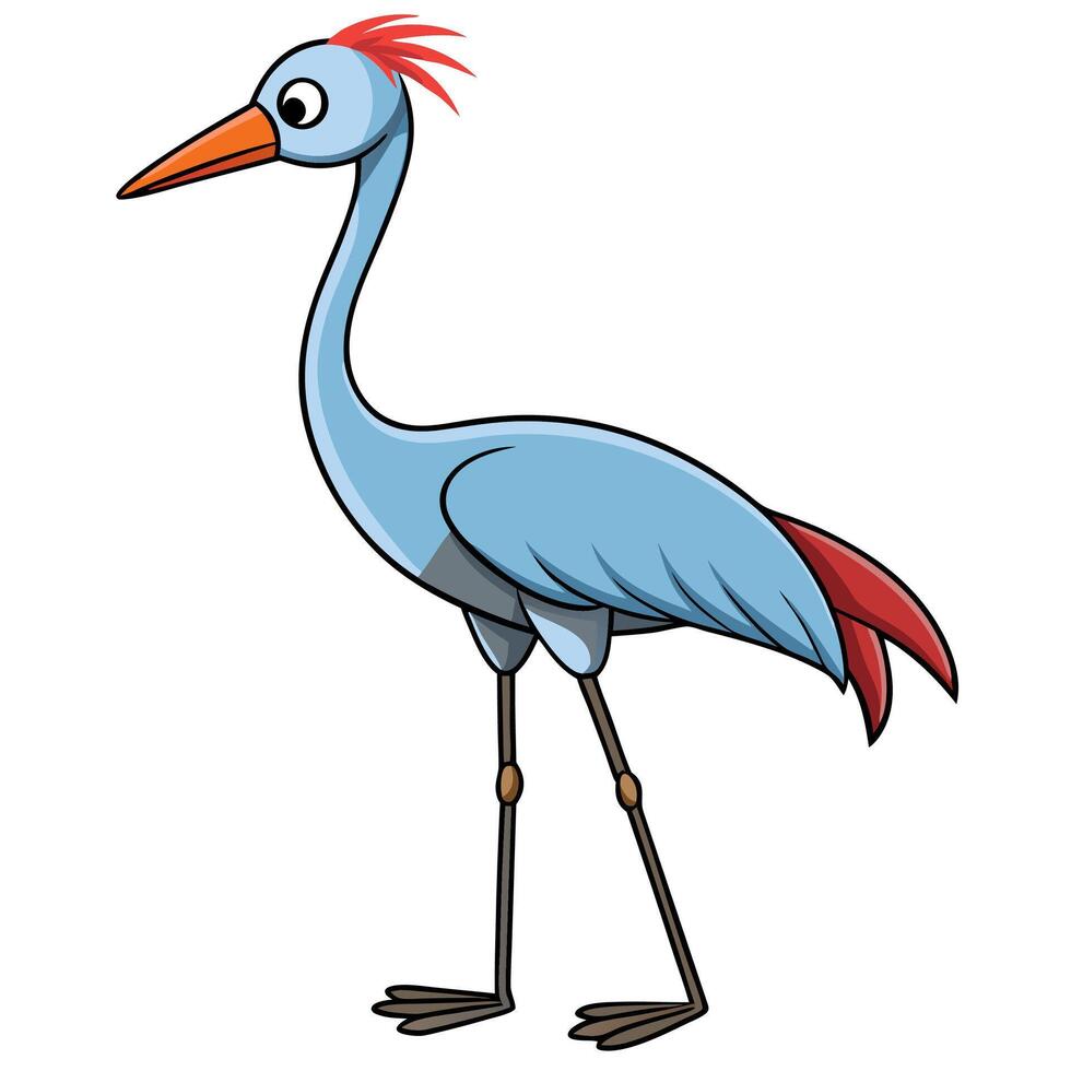 A cartoon blue heron with red feathers vector