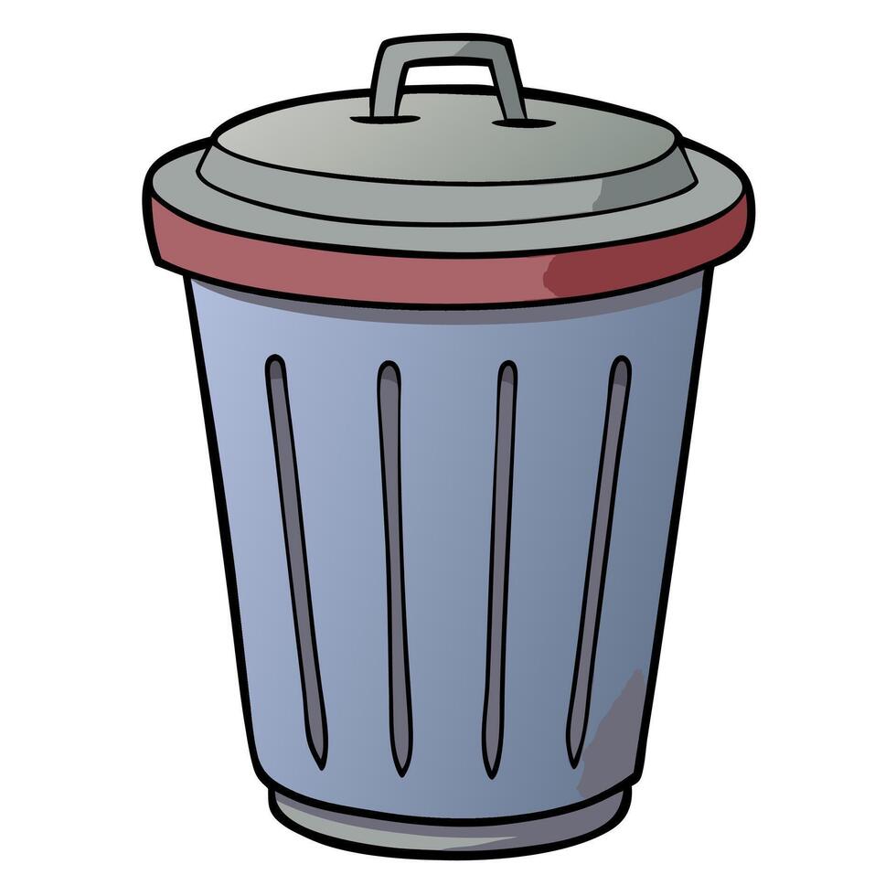 A trash can with a lid on it vector