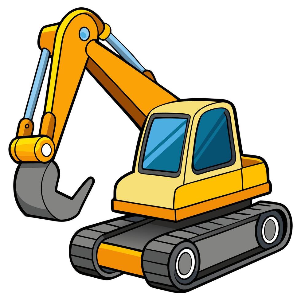 A cartoon excavator construction vehicle vector
