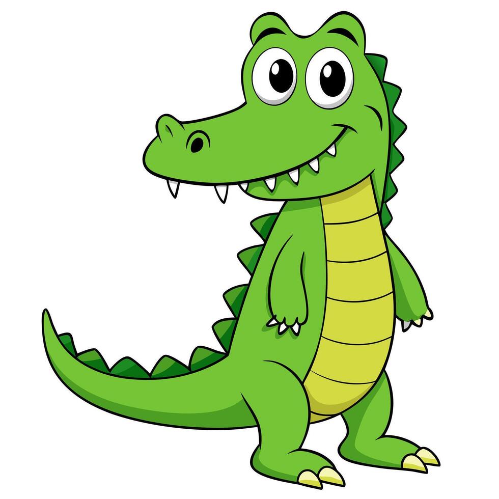 Cute cartoon crocodile illustration vector