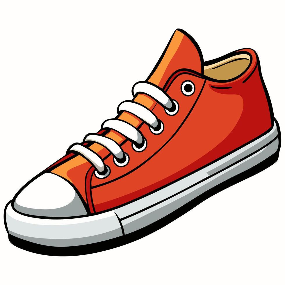 An orange shoe with white laces on it vector