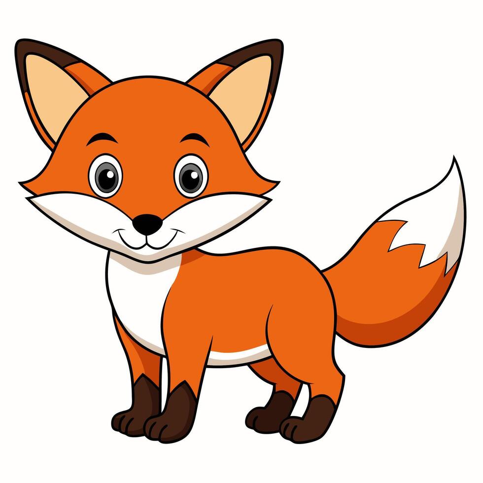 Cartoon fox standing on white background vector