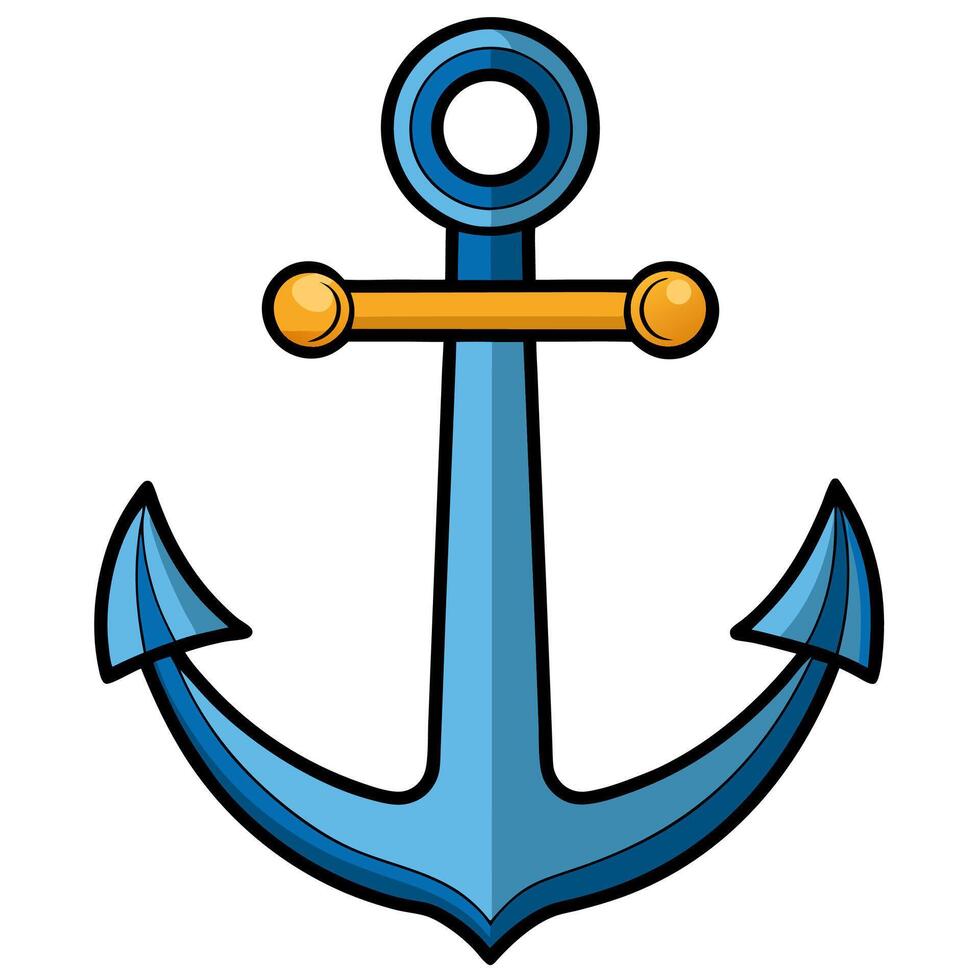 An anchor with a blue color and yellow vector