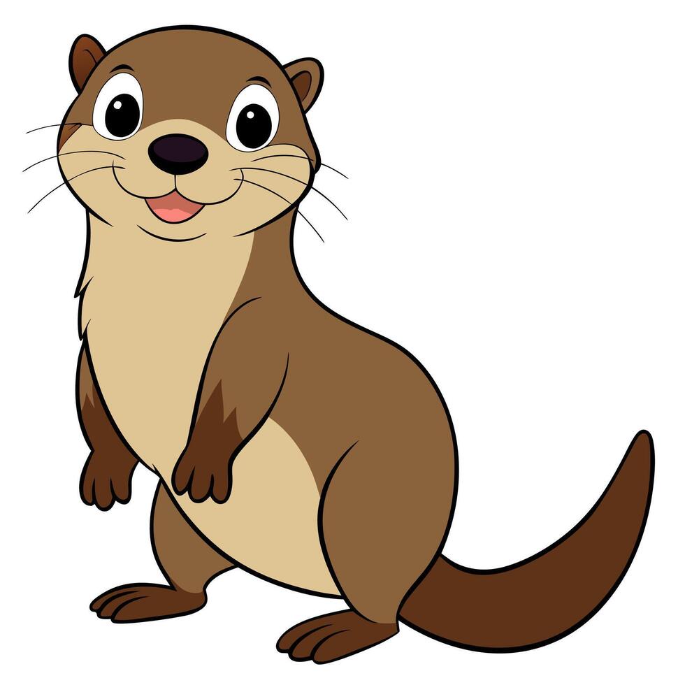 An otter is standing on its hind legs and smiling vector