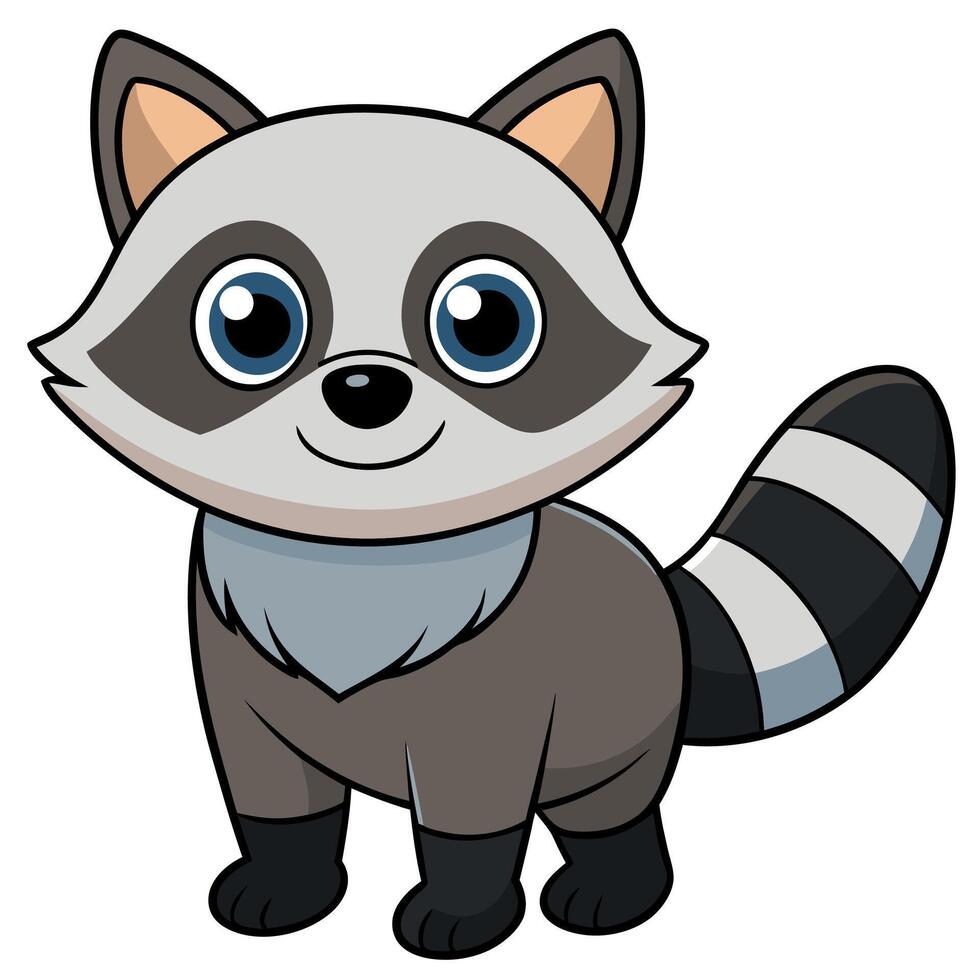 A cartoon raccoon with blue eyes and a big nose vector