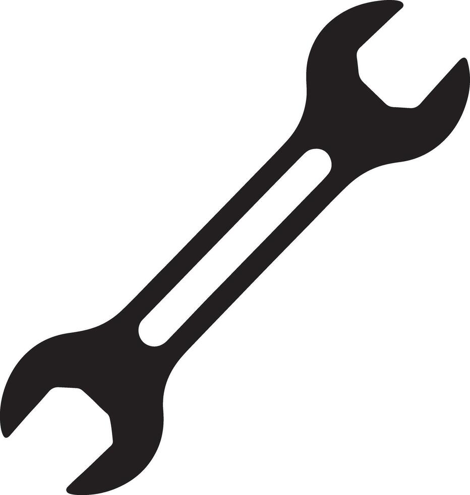 Black silhouette of an open ended wrench on a white background vector