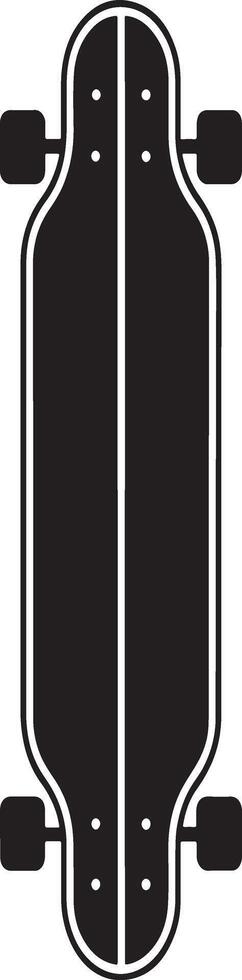 Classic longboard skateboard with four wheels and trucks silhouette vector