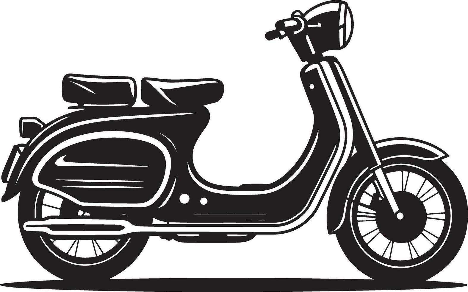 Classic vintage scooter silhouette with detailed spokes and seat vector