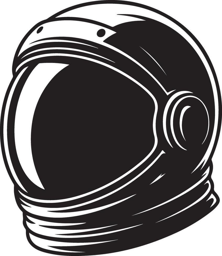 Retro astronaut helmet with reflective visor and detailed straps silhouette vector