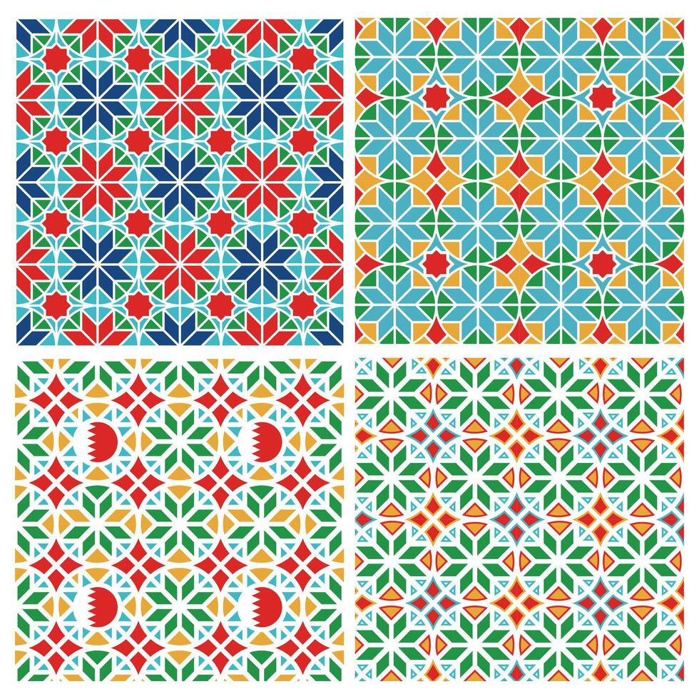 Set of Traditional Motif Bahrain Seamless Pattern vector