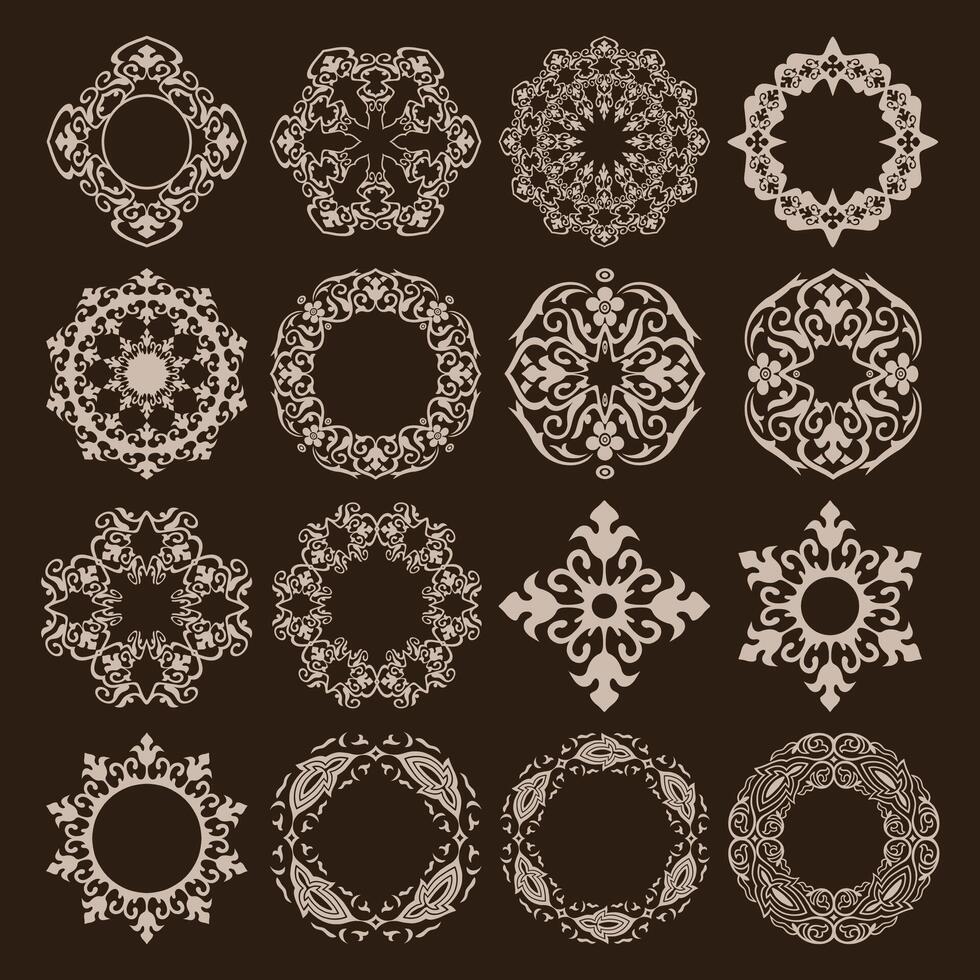 Ornate Iranian Style Mandala Elements Set vector