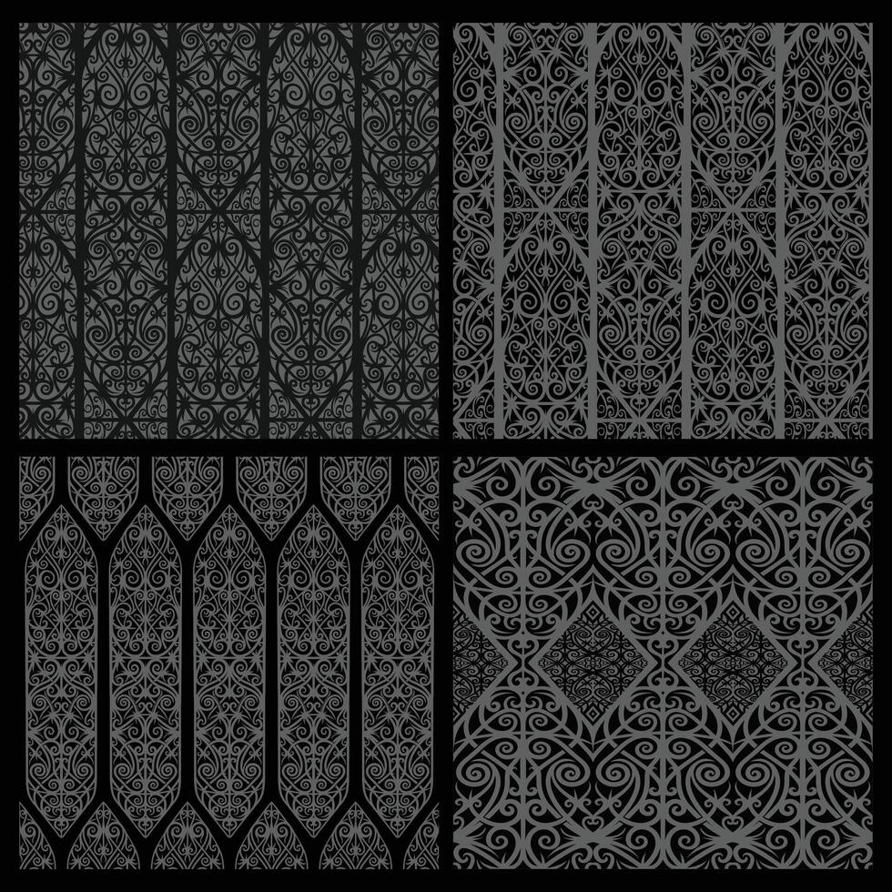 Ethnic Kalimantan Dayak Motif Seamless Background Collection vector