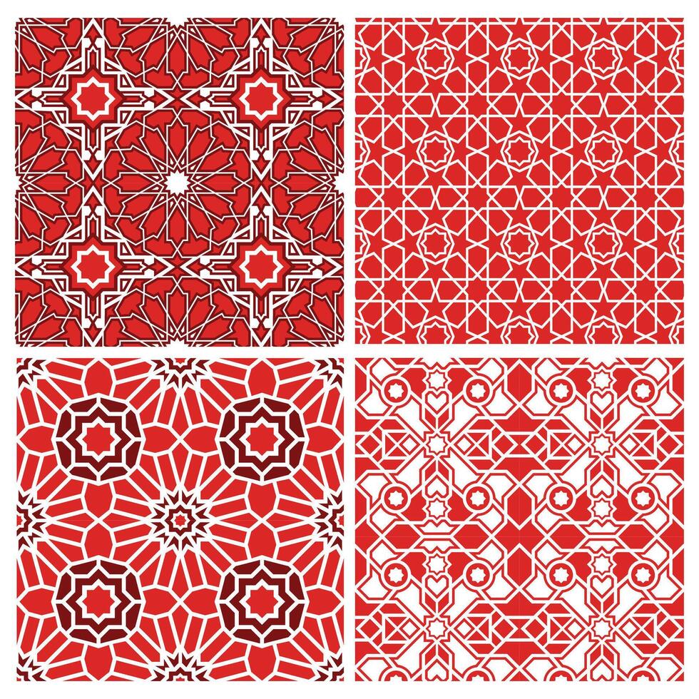 Bahrain traditional motifs seamless pattern set vector