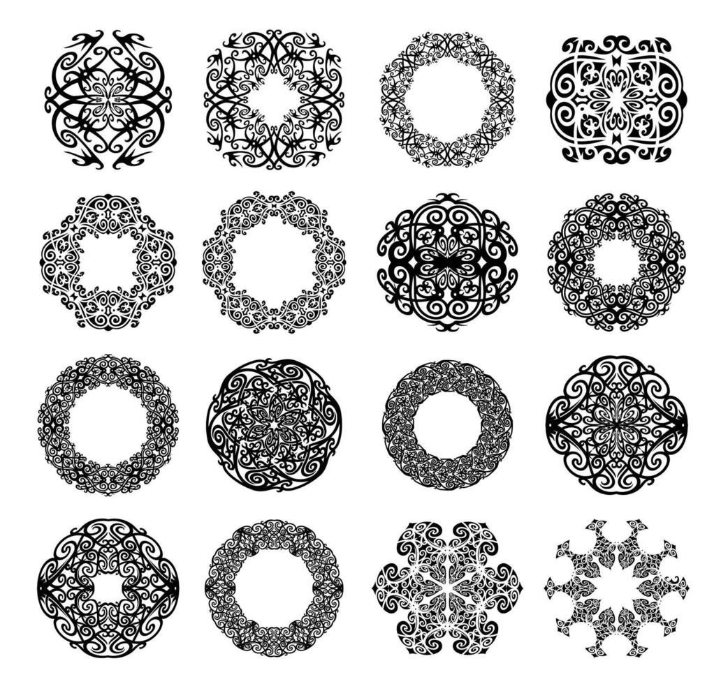 Dayak Borneo Mandala Traditional Ornament Set vector