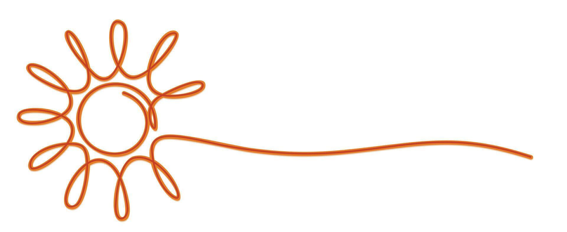 One line sun symbol. vector