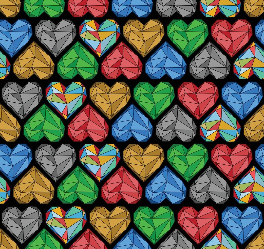Seamless background with color hearts. vector
