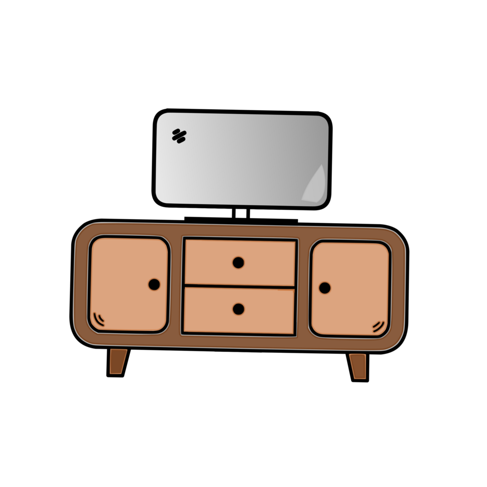 Modern TV and Media Console Icon - Home Entertainment Graphic Minimalist Television on Cabinet Illustration Clean Living Room Furniture Set png