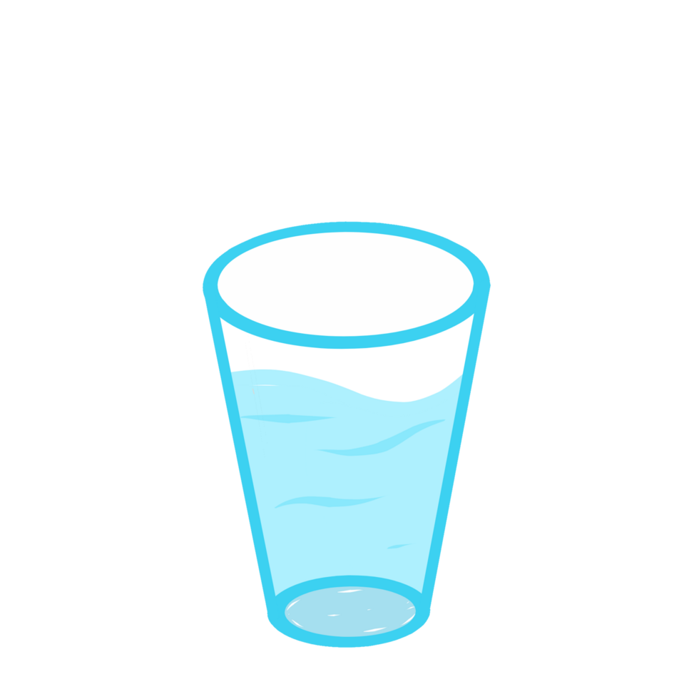 Simple Cartoon Glass of Water, Refreshing Hydration Icon, Minimalist Drink Glass Graphic png
