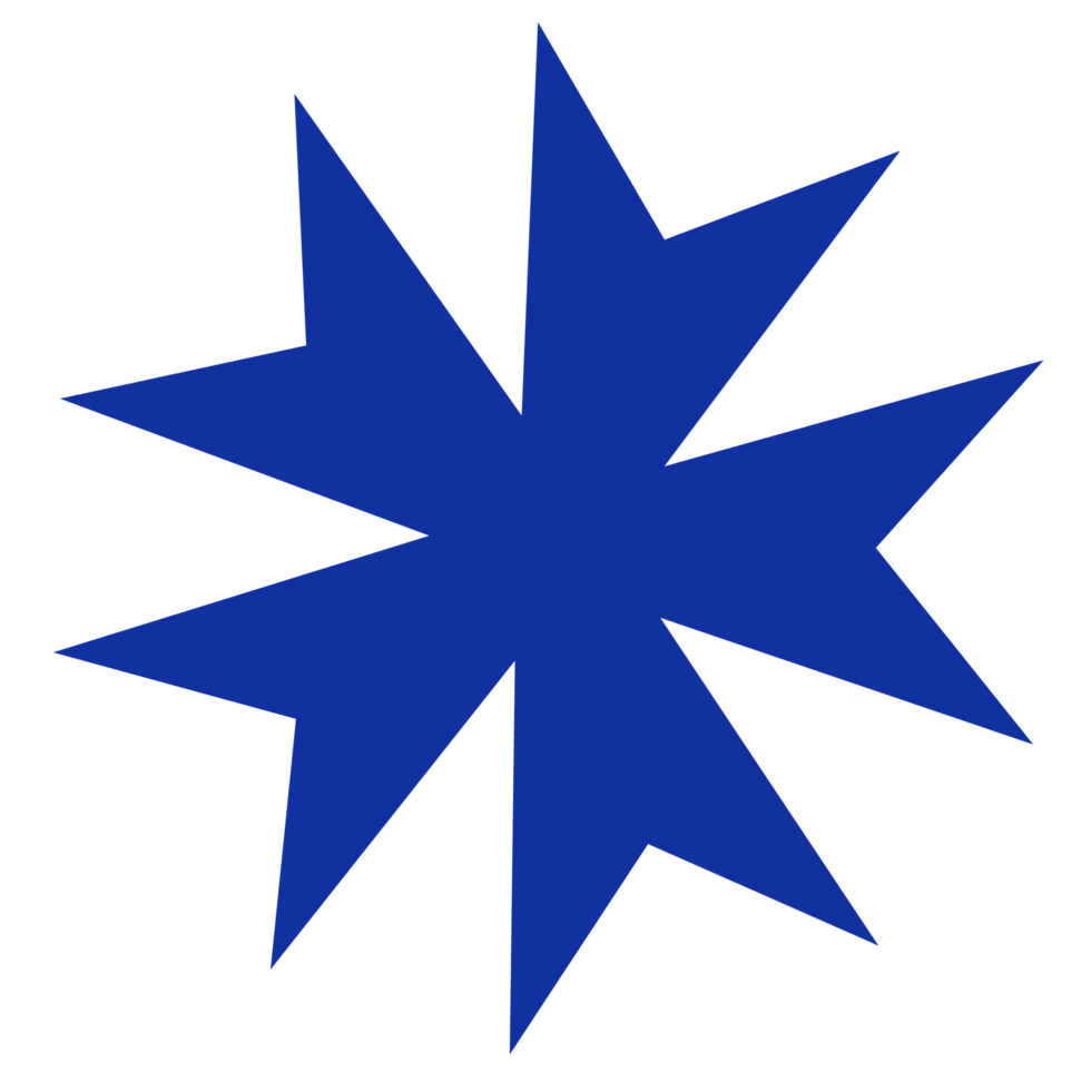 Abstract Blue Spiky Star Symbol - Modern Geometric Shape Dynamic Asterisk Graphic - Bold Blue Element Sharp Pointed Starburst Illustration png
