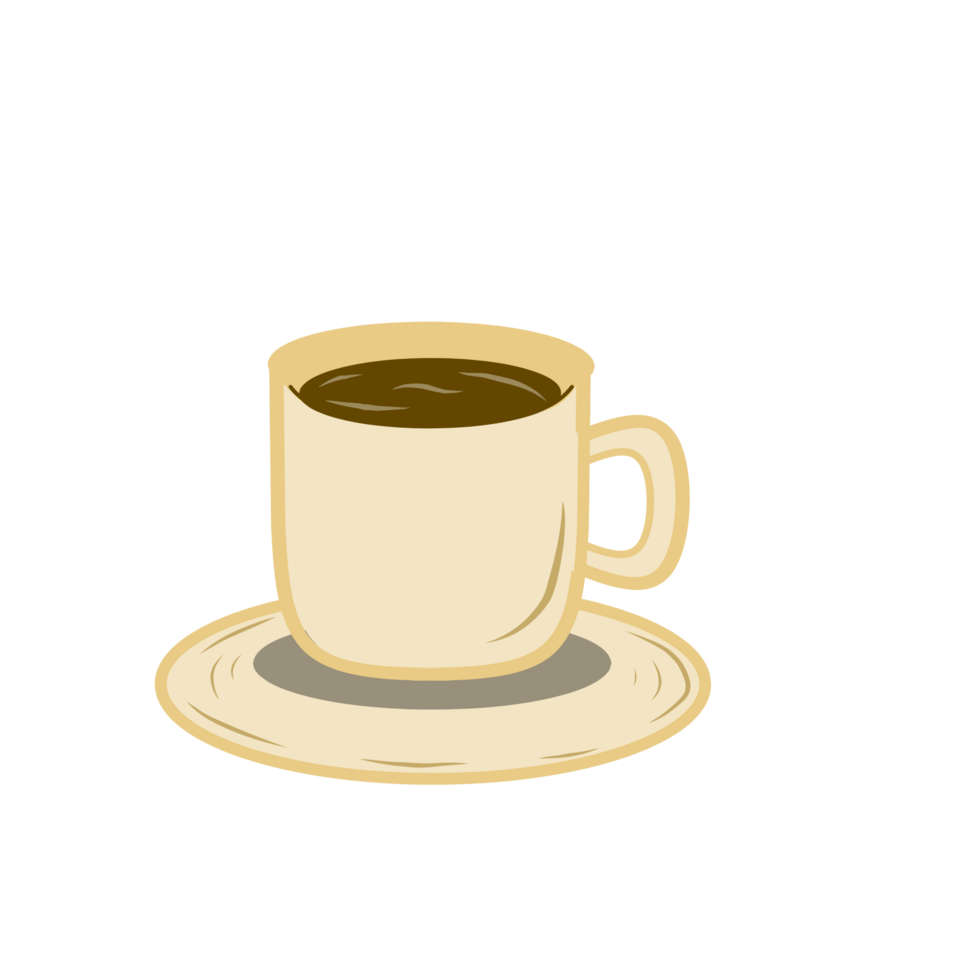 Simple Cartoon Coffee Cup and Saucer, Warm Beverage Drink Icon, Cozy Hot Coffee Graphic png