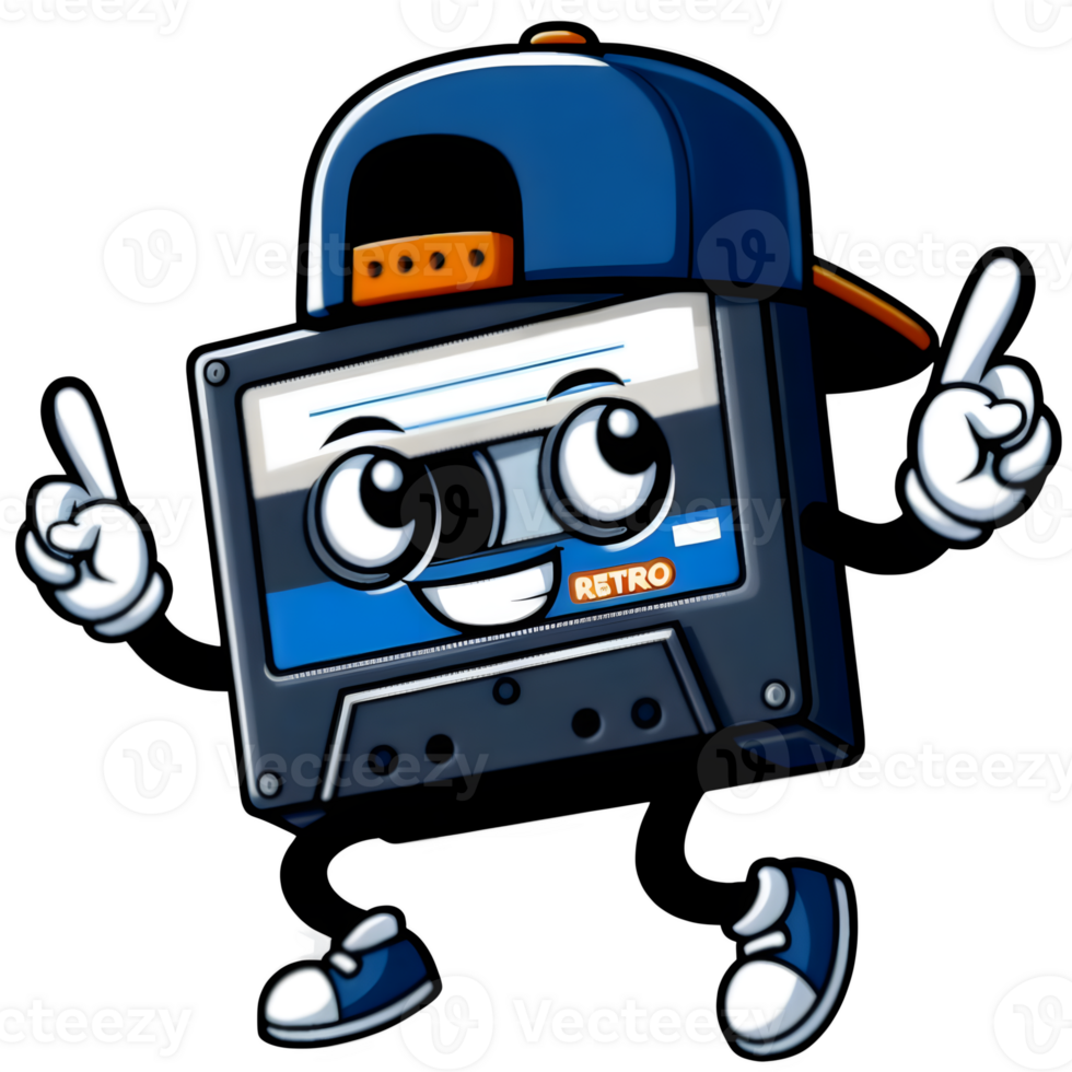 Retro dancing cassette tape png