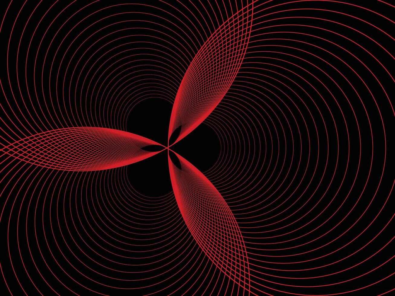 Red Spirals on Black Background vector